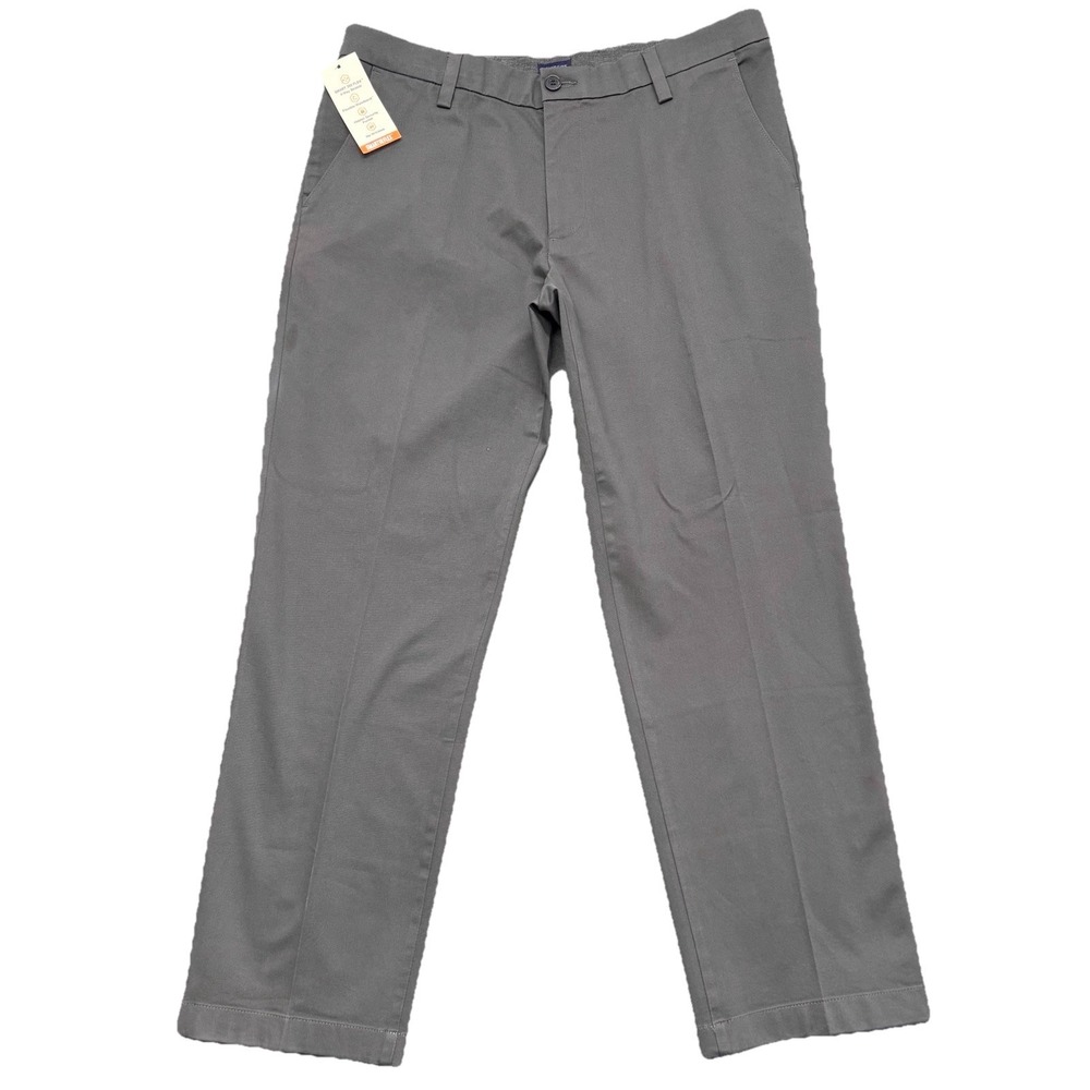 DOCKERS Mens Workday Khaki 4-Way Stretch Straight Fit Pants Gray 38x30 New‎